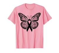 Butterfly Ribbon In October We Wear Pink Breast Cancer T-Shirt