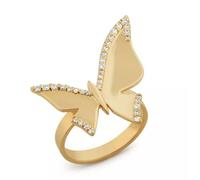 Butterfly Ring Rose Gold Plated 3D Nature Jewelry Promise Pre Engagement Rings-10