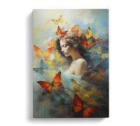 Butterfly Romanticism Art No.2 Canvas Print | Gallery Wrapped 30mm Frame Wall Art | 30x20 inches | Ready to Hang | Contemporary Animals Picture | Living Room Bedroom Lounge Office