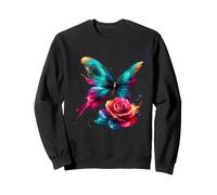 Butterfly Rose Harmony Watercolor Nature Art Sweatshirt