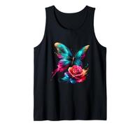Butterfly Rose Harmony Watercolor Nature Art Tank Top