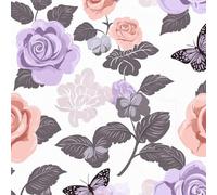 Butterfly Rose Peel and Stick Wallpaper 0.52×3 m Removable Self Adhesive Plant Flower Contact Paper Sticky Back Thicken Waterproof Matte Wall Paper for Living Room Bedroom Furniture Decorate