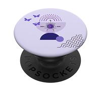 Butterfly Rose Purple Evil Eye Mid Century Abstract Sun Moon PopSockets Swappable PopGrip