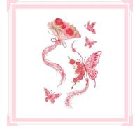 Butterfly Rose Tattoo Sticker Flower Moon Girl's Poetry Girl Fresh Tattoo Sticker