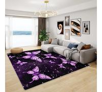 Butterfly Rug for Girls Bedroom - Purple Butterfly Rug, Galaxy Rugs for Living Room Bedroom, Washable Non Slip Soft Small Carpet, Patterned Area Rugs & Home Decor 40x60 cm