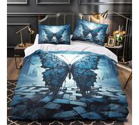 Butterfly Sculpture Comforter Cover 3D Design Printed Luxury 3 Piece Bedding Set Zipper digital Fantasy Duvet Cover Super Soft Washable for Kids Teens Adults Women Youth Teenagers King（220x240cm）