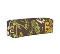 Butterfly Seamless Pattern Design Pencil Case Leather Simple Zipper Pencil Bag, Color 4, 21 x 5 x 5.5 cm