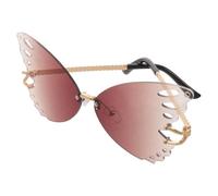 Butterfly Shape Sunglasses for Women Rimless Gradient Tinted Lenses Shades | Metal and PC Frame Construction, Vintage 90s Style, Suitable for Beach Holidays and Poolside Lounging