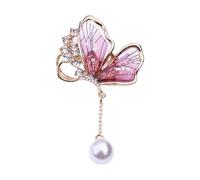 Butterfly Shaped Brooch With Delicate Pearls Accent Modern Waterdrops Aesthetic Alloy Materials Trendy Accessory Fashionable Women's Brooch
