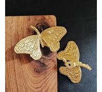 Butterfly-Shaped Furniture Handles Solid Brass Wardrobe Pulls Kitchen Cabinet Cupboard Knobs Handles for Cabinets and Drawers(Butterfly)