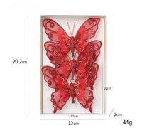 Butterfly-Shaped Hanging Decorations With Glitter Finish And Fine Mesh Simulation For Festive Living Room Bedroom Or Event Venue Styling(red)
