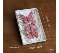 Butterfly-Shaped Hanging Decorations With Glitter Finish And Fine Mesh Simulation For Festive Living Room Bedroom Or Event Venue Styling(B-pink)