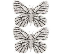 Butterfly Shoe Clips for Pumps Heel Silver Alloy Multi-purpose Reusable Rhinestone Wedding Shoe Decoration Charms Elegant Beautiful Accessories for Wedding Or Valentine's Day