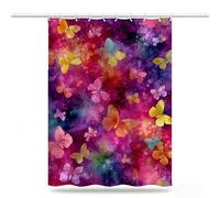 Butterfly Shower Curtains for Bathroom 180x240cm, Long Waterproof Bath Curtain, Extra Large Polyester Fabric Window Drapes with 12 Hooks Weighted Hem Showering Panel, Dream Curtains 72x96inch,Model662