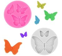 Butterfly Silicone Molds, 2Pcs Mini Butterfly Fondant Mold 3D Butterfly Themed Baking Mould Silicone Butterfly Chocolate Mold Epoxy Resin Mold for Desserts Sugar Polymer Clay DIY Crafts