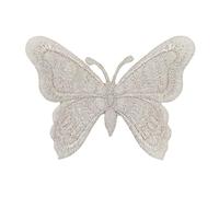 Butterfly Silver Metallic Butterfly Patch for Iron-On or Sew On Iron-On Clothes Embroidered Iron-On Patch Applique Butterfly Patch Size 7.5 x 5.7 cm