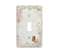 Butterfly Single Light Switch Cover Plate, Nature Organic Branches Leaves Spring Green Plastic Standard Size Switch Plate Decorative for New Apartment Home Bedroom Office Decor (Single)