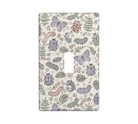 Butterfly Single Light Switch Cover Plate, Nature Playful Beetle Caterpillar Spring Green Plastic Standard Size Switch Plate Decorative for Home Living Room New Apartment Decor (Single)