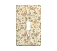 Butterfly Single Light Switch Cover Plate, Spring Vintage Flower Ivy Spring Pastel Yellow Plastic Standard Size Wall Switch Plates Accents for Bedroom Bathroom Kitchen Entrance Decor (Single)