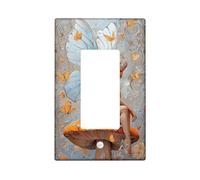 Butterfly Single Rocker Light Switch Cover, Fantasy Fanciful Fairy Flower Spring Blue Plastic Standard Size Switch Plate Decorative for New Apartment Home Bedroom Office Decor