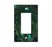 Butterfly Single Rocker Light Switch Cover, Nature Fanciful Beetle Fern Fall Green Plastic Standard Size Accents Wall Switch Plates for Living Room Bedroom Home Office Decor