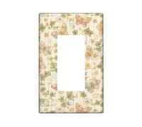 Butterfly Single Rocker Light Switch Cover, Spring Vintage Flower Ivy Spring Pastel Yellow Plastic Standard Size Switch Plate Decorative for Bedroom Bathroom Kitchen Entrance Decor