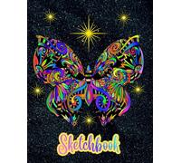 BUTTERFLY SKETCHBOOK: A Beautiful Abstract Butterfly in Bright Multi Colors. Large Sketch Pad for drawing, sketching, doodling. Simple Sketchbook for ... for women. Art Sketchbook for school