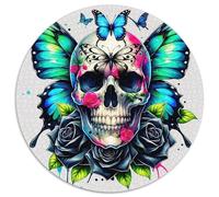Butterfly Skull 1000 Piece Jigsaw Puzzle for Women, Men Day of The Dead Challenging Puzzles Educational Games Great Gift 1000pcs (67.5x67.5cm)