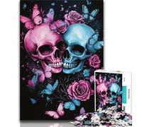 Butterfly Skull Jigsaws Puzzles 1000 Pieces for Adults Gifts,Staycation Kill Time Every Piece Is Unique - Challenging Family Fun Game 75x50cm