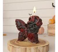 Butterfly Skull Silicone Mold,Butterfly Rose Silicone Candle Molds,Halloween Resin Silicone Mold,Reusable for DIY Candle Wax Resin Gyspum Crafts Making Home Decor Halloween