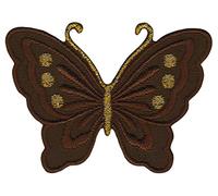 Butterfly Small Brown Iron-On Sew On Patch for Clothes, Embroidered Iron-On Sew On Patches for Clothing Butterfly Applique Patch Size 5.2 x 3.7 cm