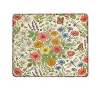 Butterfly Small Mouse Pad, Floral Nature Flower Dragonfly Spring Green Square Rubber Non Slip Portable Travel Mousepad Desk Decor for Office Home Dorm Laptop Square 8x10 Inch