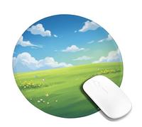 Butterfly Small Mouse Pad, Nature Scenic Flower Cloud Spring Green Round Rubber Non Slip Mini Travel Desk Mousepad Desk Accessories for Gaming Computer Laptop Round 8x8 Inch