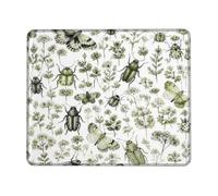 Butterfly Small Mouse Pad, Nature Vintage Beetle Flower Spring Green Square Rubber Non Slip Portable Mini Desk Mousepad Idea for Home Office Desk Laptop Gamers Gift Square 8x10 Inch