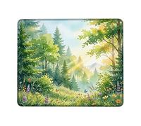 Butterfly Small Mouse Pad, Nature Watercolor Flower Tree Spring Green Square Rubber Smooth Aesthetic Desk Mousepads Idea for Home Office Desk Laptop Gamers Gift Square 8x10 Inch