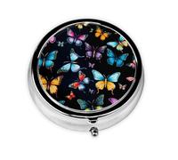 Butterfly Small Pill Box 3 Compartment Portable Pill Box for Purse Pocket Colorful Mini Medicine Organiser for Daily Vitamin Fish Oil Storage
