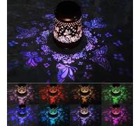 Butterfly Solar Colorful Lanterns Outdoor Waterproof Hanging, Automatic Color Changing Light, Metal Decor Lanterns for Garden Patio Yard Lawn Backyard, Gifts for Women Mom Grandma