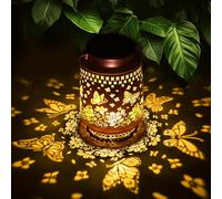 Butterfly Solar Lanterns Outdoor Waterproof, Garden Decor Birthday Gifts for Women Mom Grandma Sister, Metal Hanging Solar Lights Outside Decorative for Yard Patio Backyard Deck Porch Decorations