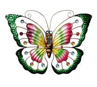 Butterfly Solar Light - 57 X 40Cm Multicoloured Garden Wall Or Fence Light - Outdoor Hanging Metal Decoration Ornament
