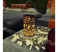 Butterfly Solar Outdoor Lanterns Hanging Solar Lights with a Shepherd's Hook IP65 Waterproof LED Decorative Garden Light Hollowed-Out Metal Solar Lantern for Garden, Patio, Yard, Table, Pathway