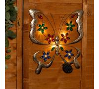 ValueLights | Butterfly Solar Outdoor Multi Coloured Wall Art Garden Fence Ornament Light