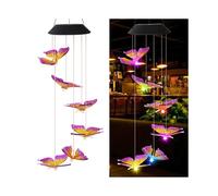(Butterfly) Solar Wind Chime Light Angel Chandelier Color Changing Light Outdoor Garden Decoration
