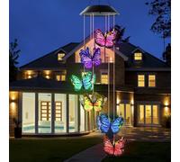 Butterfly Solar Wind Chimes, Waterproof LED Color-Changing Solar Powered Lights for Outdoor Garden, Patio & Home Decoration, Great Gift for Nature Lovers