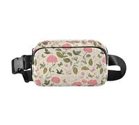 Butterfly Sparrow Flower Beige Fanny Pack for Women Men Crossbody Belt Bag Fashion Waist Packs Purse with Adjustable Strap Bumbags for Outdoors Shopping Traveling