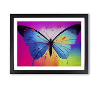 Butterfly Splash Abstract Framed Wall Art Print A2 Black | Ready to Hang, Premium Gi Paper, Fade-Resistant Inks, Securely Packaged, UK Made