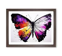 Butterfly Splash Vol.1 Abstract H1022 Framed Print for Living Room Bedroom Home Office Décor, Wall Art Picture Ready to Hang, Walnut A3 Frame (46 x 34 cm)