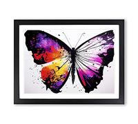 Butterfly Splash Vol.1 Abstract H1022 Framed Print for Living Room Bedroom Home Office Décor, Wall Art Picture Ready to Hang, Black A3 Frame (46 x 34 cm)