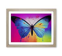 Butterfly Splash Vol.2 Abstract H1022 Framed Print for Living Room Bedroom Home Office Décor, Wall Art Picture Ready to Hang, Oak A2 Frame (64 x 46 cm)