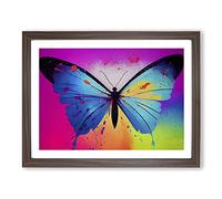 Butterfly Splash Vol.2 Abstract H1022 Framed Print for Living Room Bedroom Home Office Décor, Wall Art Picture Ready to Hang, Walnut A3 Frame (46 x 34 cm)