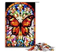 Butterfly Stained Glass 1000 Piece Jigsaw Puzzles for Adults for Gifts Best Gift Suitable for And Teenager 14 And Up 75x50cm
